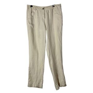 Willi Smith Beige Flat Front Linen Straight Leg Pants 4